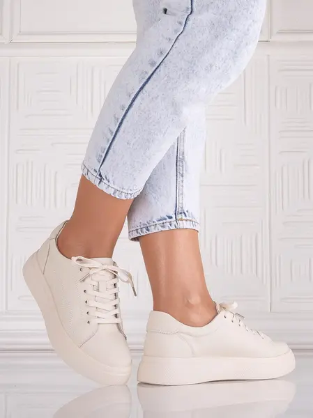 Pantofi dama casual Bej din Piele Naturala Carisna
