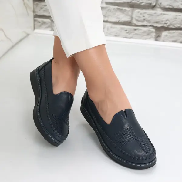 Pantofi dama casual Bleumarin din Piele Ecologica Zinam