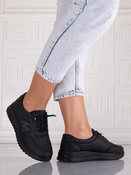 Pantofi dama Casual Negri din Piele Ecologica Arela