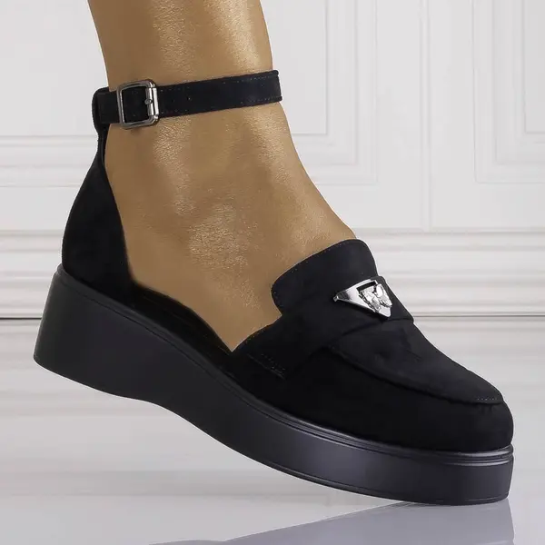 Pantofi dama Casual Negri din Piele Ecologica Intoarsa Kenia