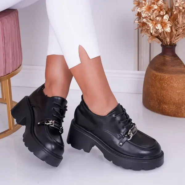 Pantofi dama casual Negri din Piele Ecologica Loris