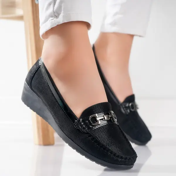 Pantofi dama casual Negri din Piele Ecologica Mosin