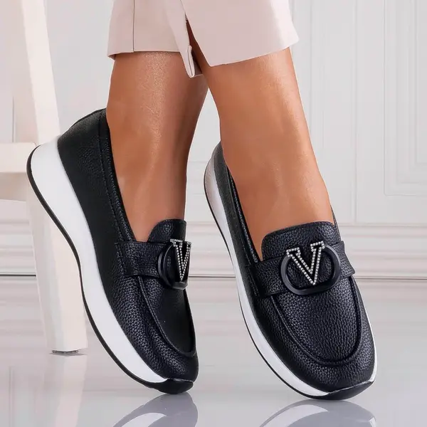 Pantofi dama Casual Negri din Piele Ecologica Nelisia