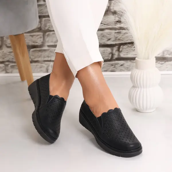 Pantofi dama casual Negri din Piele Ecologica Rujaina