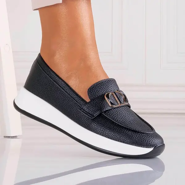 Pantofi dama Casual Negri din Piele Ecologica Ulmira