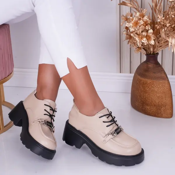 Pantofi dama casual Nude din Piele Ecologica Loredana