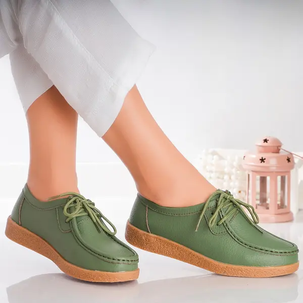 Pantofi dama casual Verzi piele naturala lucy