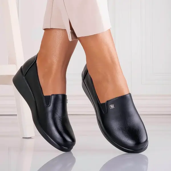 Pantofi dama cu platforma Negri din Piele Ecologica Ayola