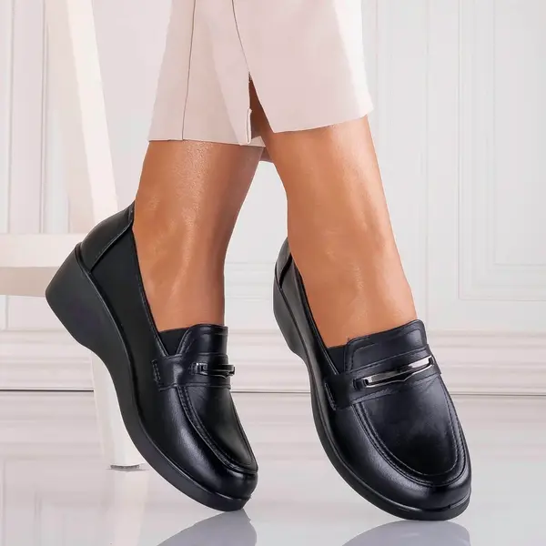 Pantofi dama cu platforma Negri din Piele Ecologica Sadoli