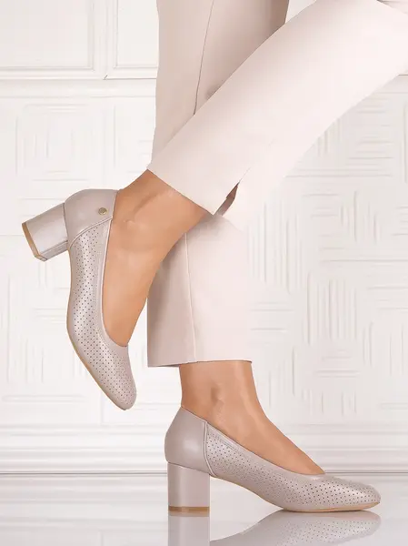 Pantofi dama cu toc Kaki din Piele Ecologica Comnosa