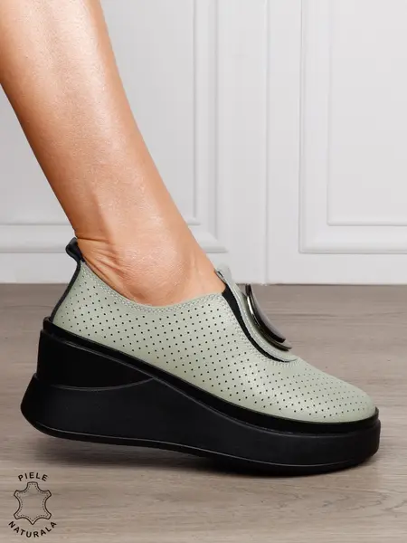 Pantofi damă din piele naturală model comod cu element decorativ frontal CRL1443 BARILLA