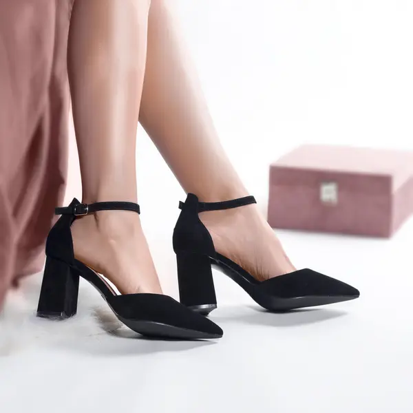 Pantofi dama piele eco intoarsa negru sonea