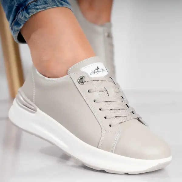Pantofi dama sport Gri din Piele Naturala Edaro