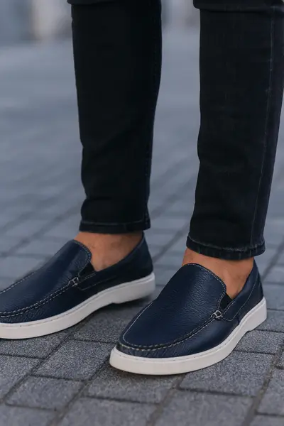 Pantofi de Barbati din Piele fara Siret Bleumarin - KOT