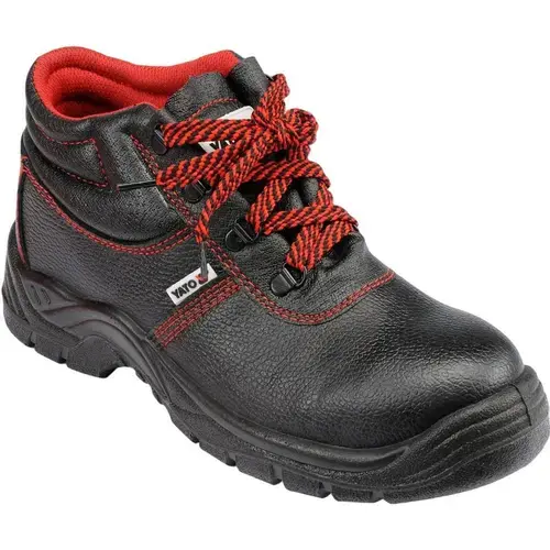 Pantofi de lucru Yato, Piele naturala, Negru/Rosu, 47