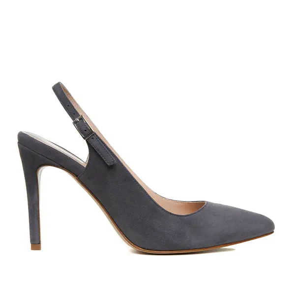 Pantofi Decupati Alice Piele Intoarsa, Gri - 40 / 8 cm
