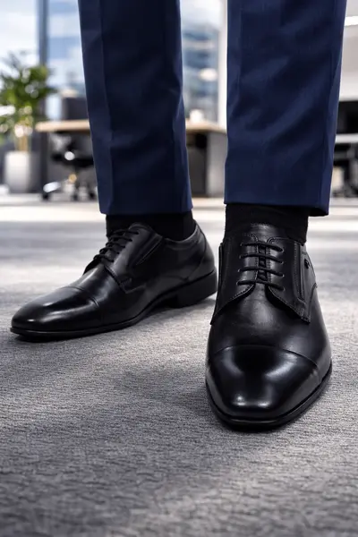 Pantofi Eleganti Barbati din Piele cu Siret Negri - BRONSON