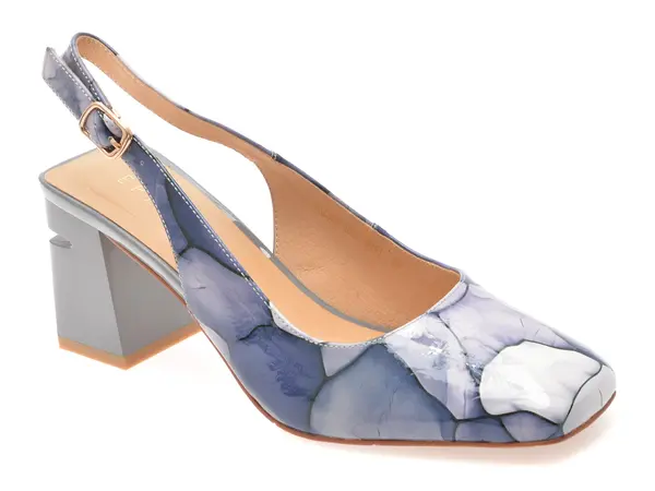 Pantofi eleganti EPICA albastri, 5KL632, din piele naturala lacuita