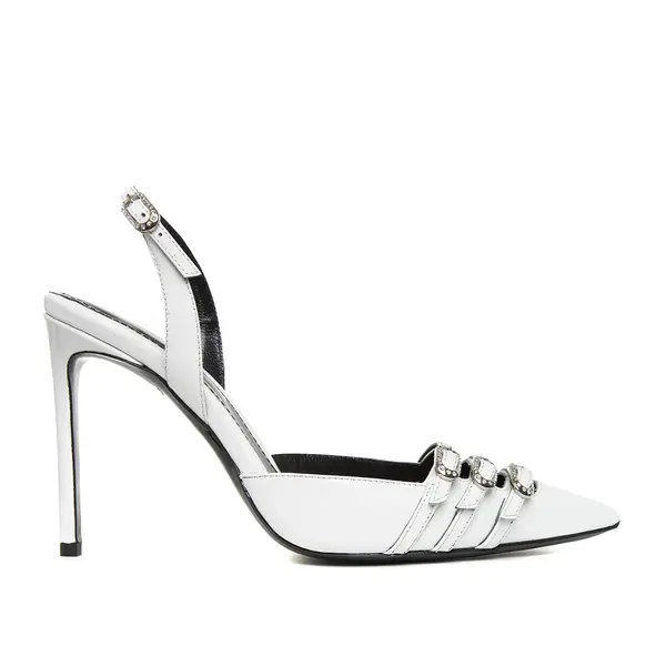 Pantofi Gina Piele Lacuita, Albi - Premium Collection - 41 / 10 cm