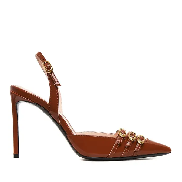 Pantofi Gina Piele Lacuita, Maro - Premium Collection - 39 / 10 cm