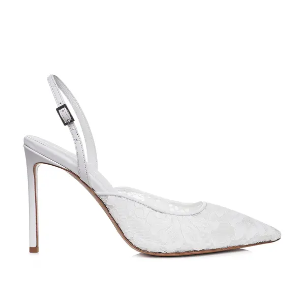 Pantofi Ines Piele Naturala/Dantela, Alb - Premium Collection - 35 / 10 cm