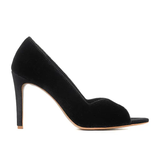 Pantofi Ingrid Catifea, Negri - 35 / 9.5 cm