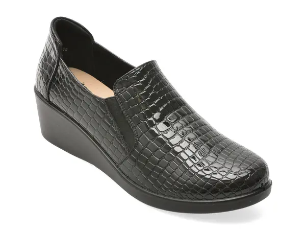 Pantofi KARISMA negri, WB60017, din piele croco