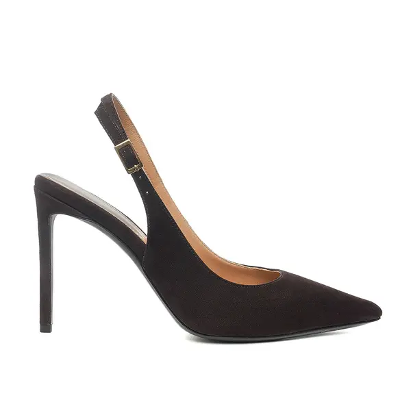 Pantofi Lavinia Piele Intoarsa, Maro Inchis - Premium Collection - 35 / 10 cm