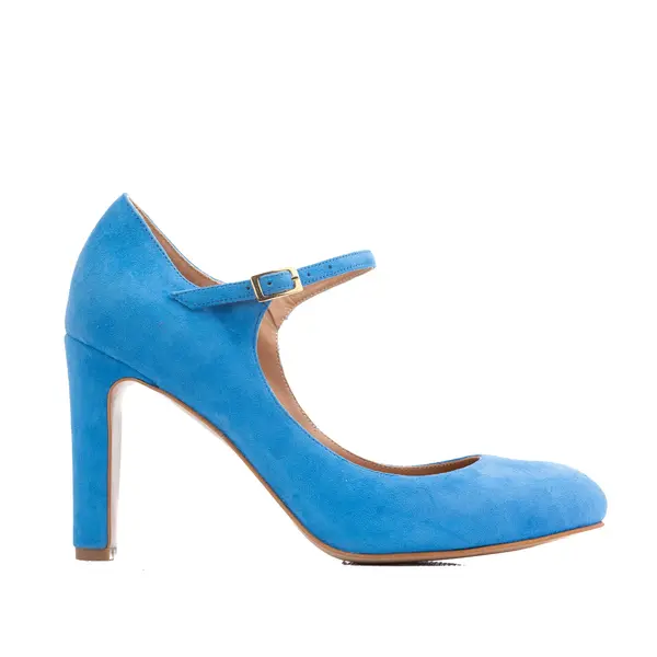 Pantofi Lydia Piele Intoarsa, Albastri - 40 / 8 cm