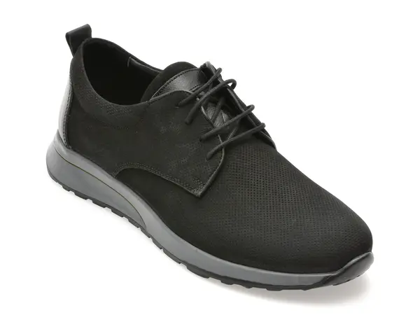 Pantofi OTTER negri, 1086, din nabuc
