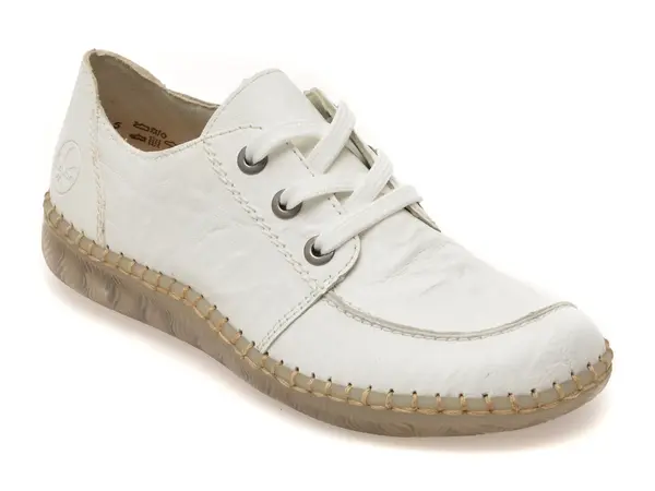 Pantofi RIEKER albi, N2402, din piele naturala