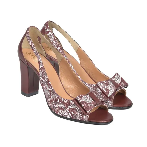 Pantofi Romance 48, grena/alb baroc, Raxela | marimea 35