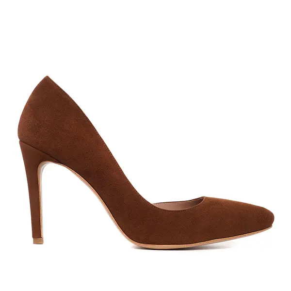 Pantofi Samantha Piele Intoarsa, Maro-Ciocolatiu - 40 / 9.5 cm