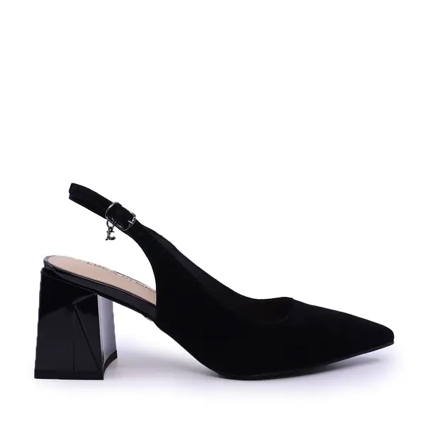 Pantofi slingback femei Luca di Gioia negri din piele întoarsă 1269dd7272vn