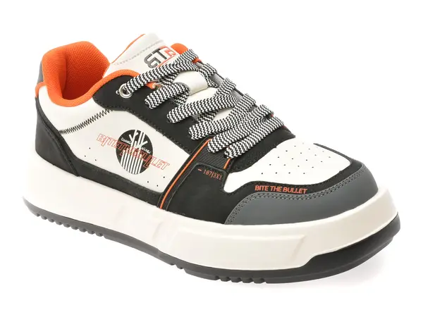 Pantofi sport BITE THE BULLET alb-negru, 251209, din piele naturala