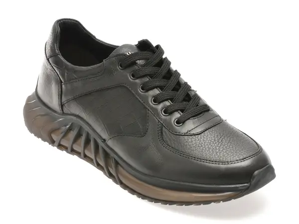Pantofi sport BITE THE BULLET negri, KL210, din piele naturala