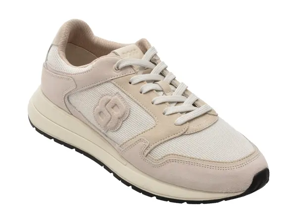 Pantofi sport BOSS albi, 4612, din material textil si piele naturala