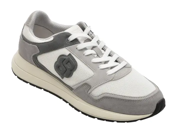 Pantofi sport BOSS gri, 4612, din material textil si piele naturala