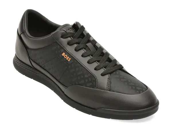Pantofi sport BOSS negri, 8501, din material testil si piele naturala