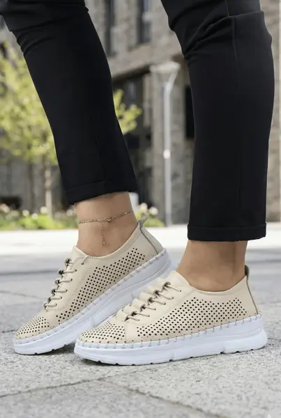 Pantofi Sport-Casual din Piele Bej - PADY BEIGE