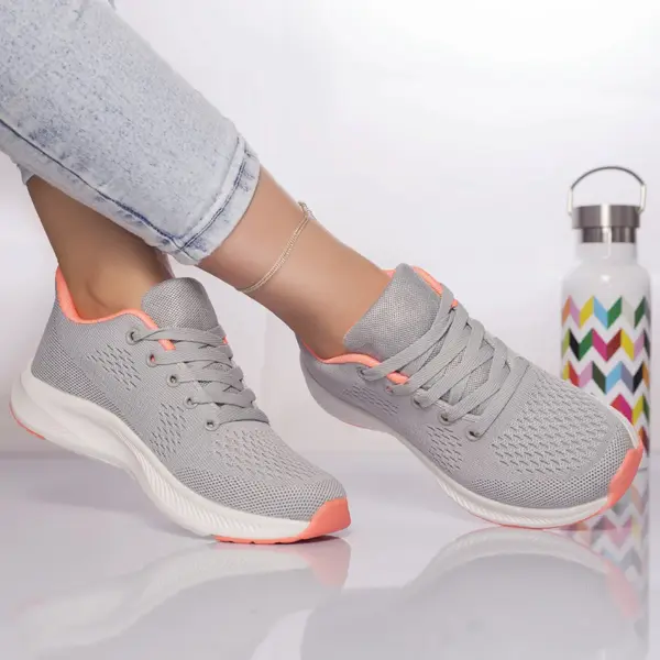 Pantofi sport cezara textil gri-deschis-pudra