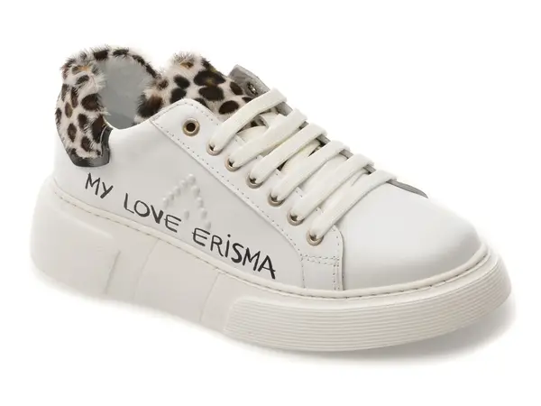 Pantofi sport ERISMA albi, 208907, din piele naturala
