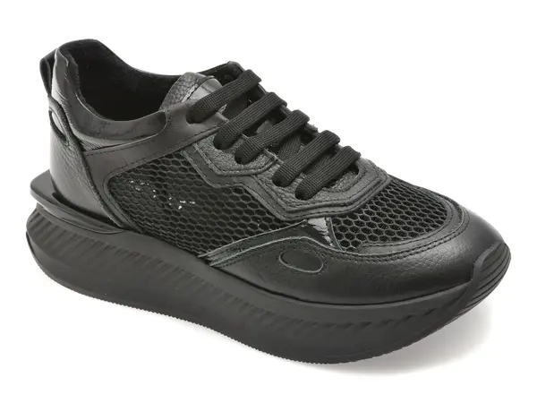 Pantofi sport ERISMA negri, 208962, din material textil si piele naturala