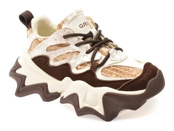 Pantofi sport GRYXX albi, 100861, din material textil si piele naturala