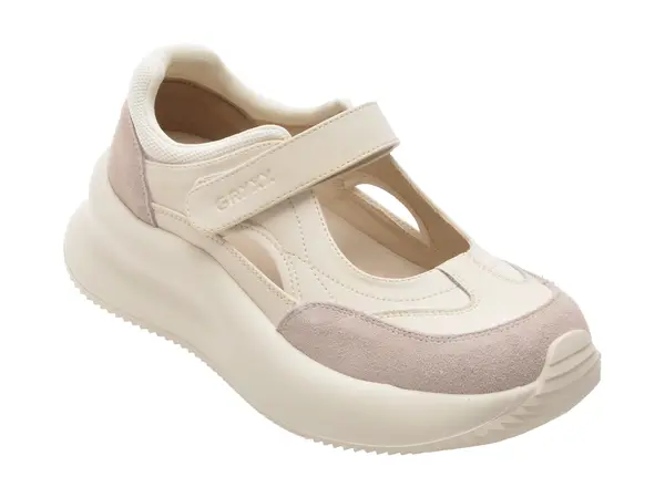 Pantofi sport GRYXX albi, 5L108, din piele naturala