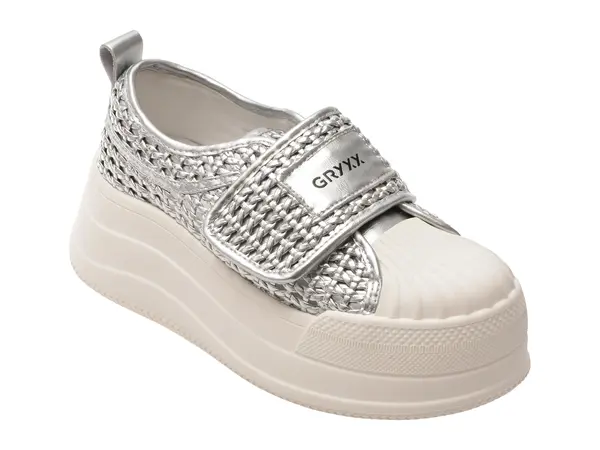 Pantofi sport GRYXX argintii, 6771, din piele ecologica