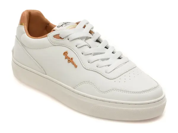 Pantofi sport PEPE JEANS albi, LS00030, din piele naturala