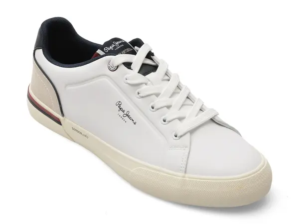 Pantofi sport PEPE JEANS albi, MS30011, din piele ecologica