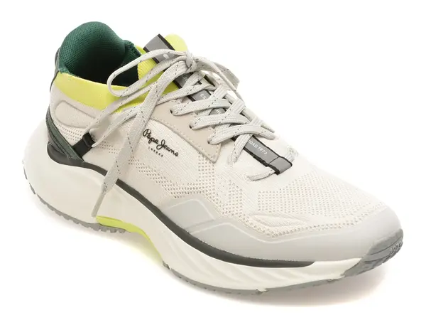 Pantofi sport PEPE JEANS albi, MS60019, din material textil