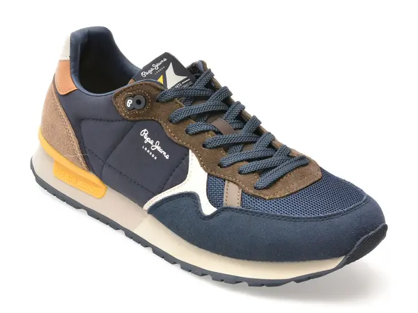 Pantofi sport PEPE JEANS bleumarin, MS40021, din material textil si piele naturala
